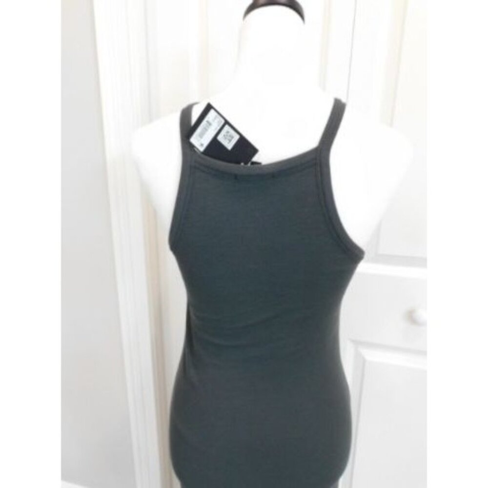 ATM Ribbed bodycon Tank Halter Dress NWT Size MEDIUM COAL Grey - Picture 9 of 13